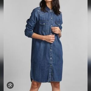 Untuckit Western Pearl Snap Denim Shirt Dress